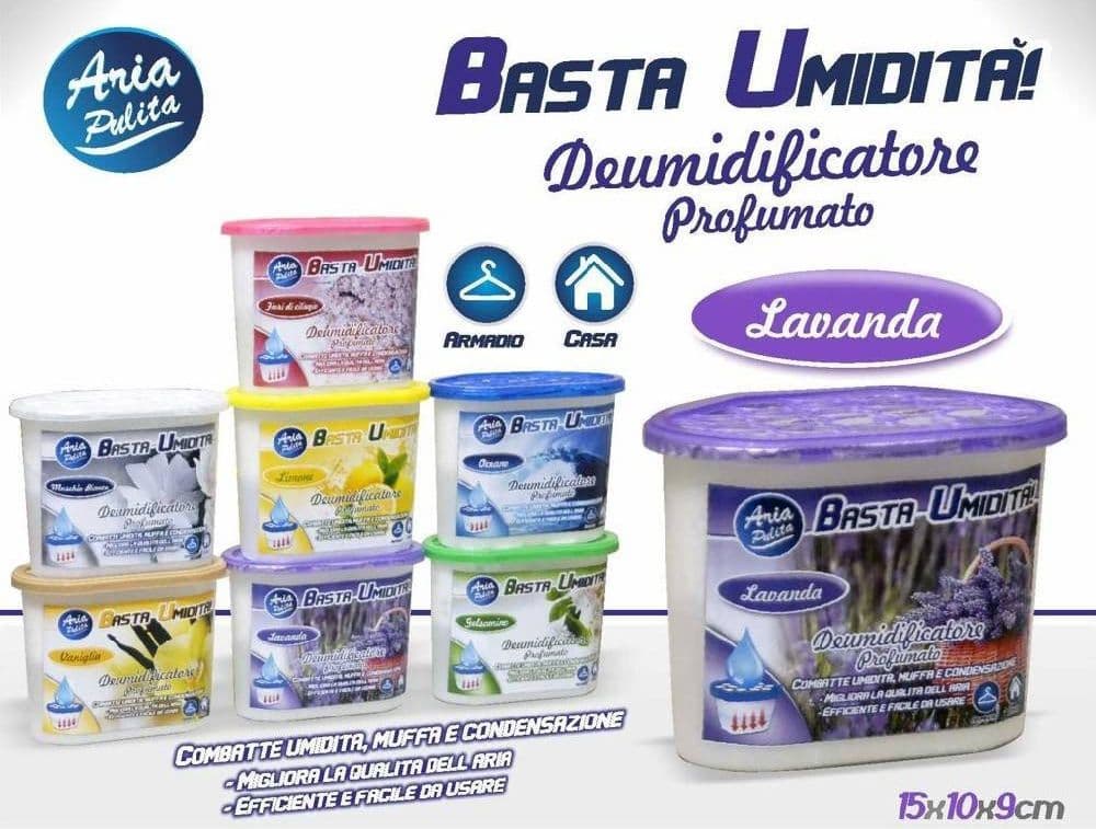 DEUMIDIFICATORE CON 220GR DI GRANULI DEUMIDIFICATORE ARIA FRAGRANZA LAVANDA - 2
