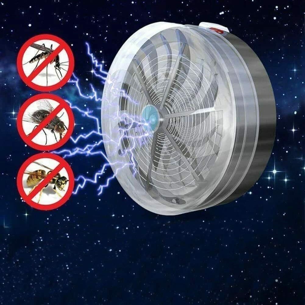 AMMAZZA ZANZARE A CARICA SOLARE LUCE BLU DA MURO LUCE CASA ANTI INSETTI VENTOSE - 9