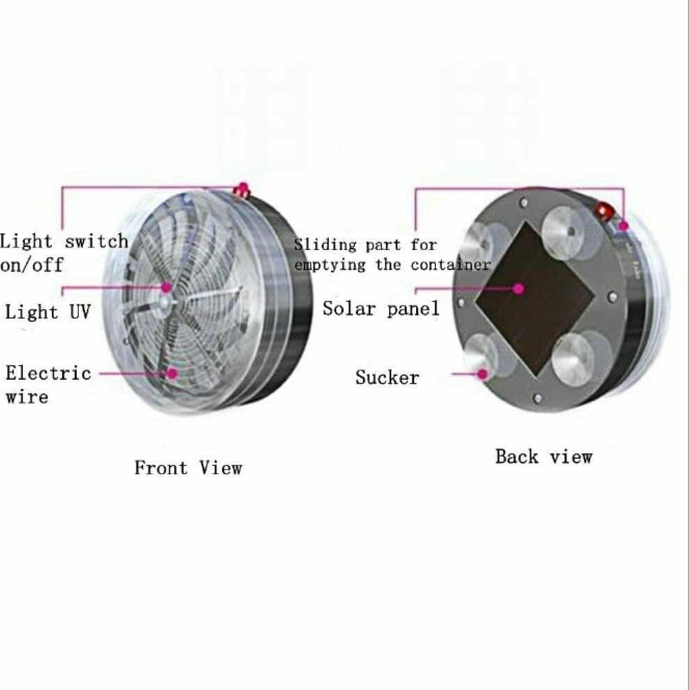 AMMAZZA ZANZARE A CARICA SOLARE LUCE BLU DA MURO LUCE CASA ANTI INSETTI VENTOSE - 10