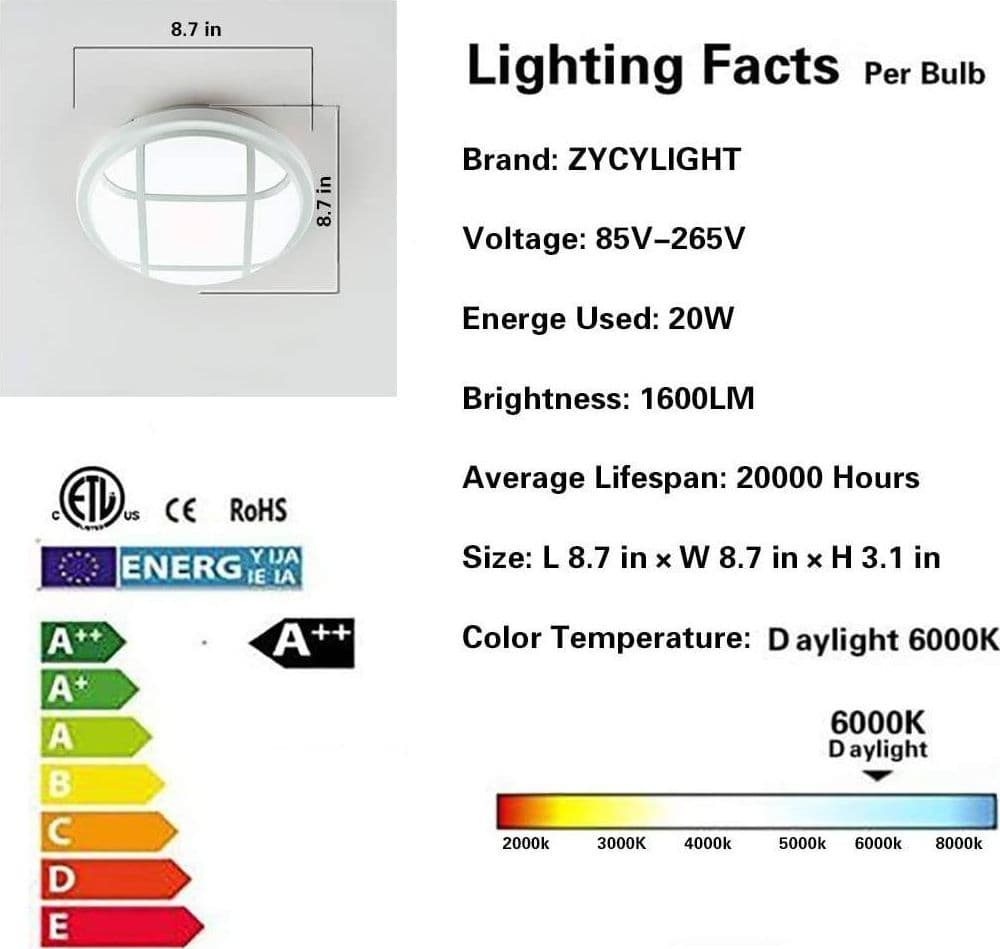 PLAFONIERA APPLIQUE A LED TONDA TARTARUGA LUCE BIANCA 6500K 20W PER ESTERNO IP65 - 6