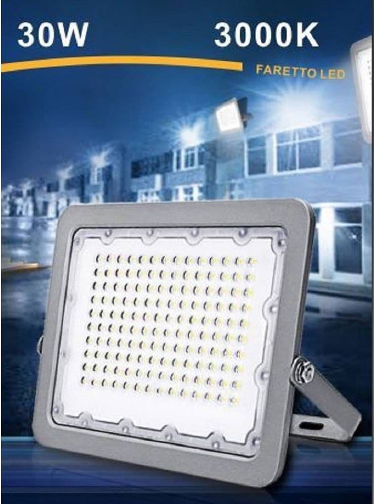 FARO LED PROIETTORE PER ESTERNO GRIGIO 30W IP65 LUCE 6500K 4000K 3000K FS30W - 4