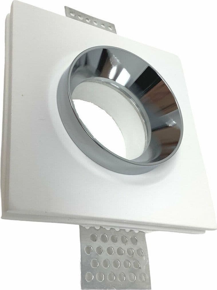 PORTAFARETTO INCASSO GESSO VERNICIABILE QUADRATO 10X10 CM SCOMPARSA GU10 GS-10 - 3