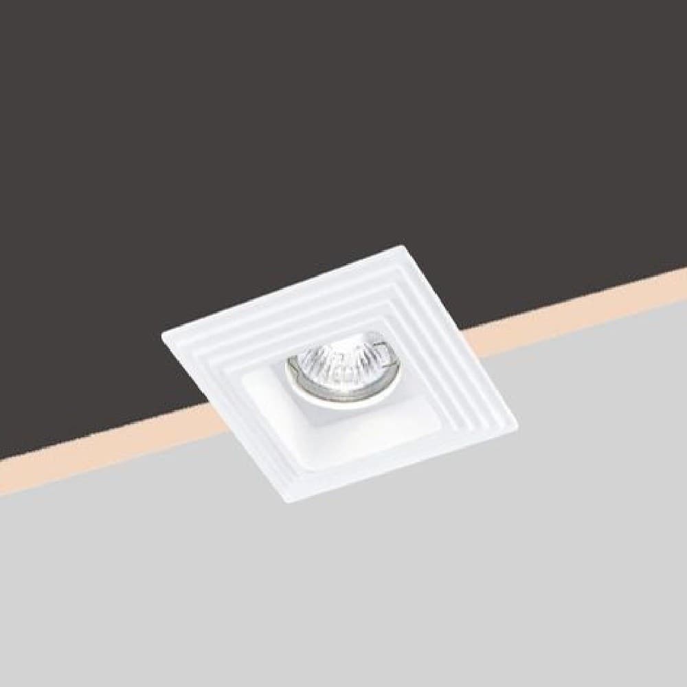 PORTAFARETTO INCASSO GESSO A SCOMPARSA MOTIVO QUADRATO PORTALAMPADA GU10 GS-16 - 3