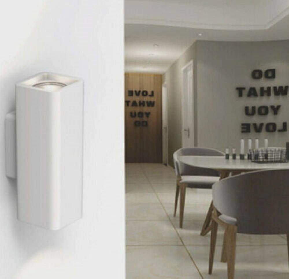 APPLIQUE PARETE DOPPIA EMISSIONE UP DOWN IN GESSO VERNICIABILE CUBO GU10 GS-E51 - 2