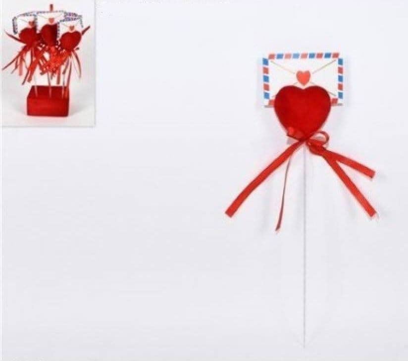 3PZ CUORE SPILLONE 26CM LETTERA FERMABIGLIETTINO ESPOSITORE REGALO SAN VALENTINO - 2