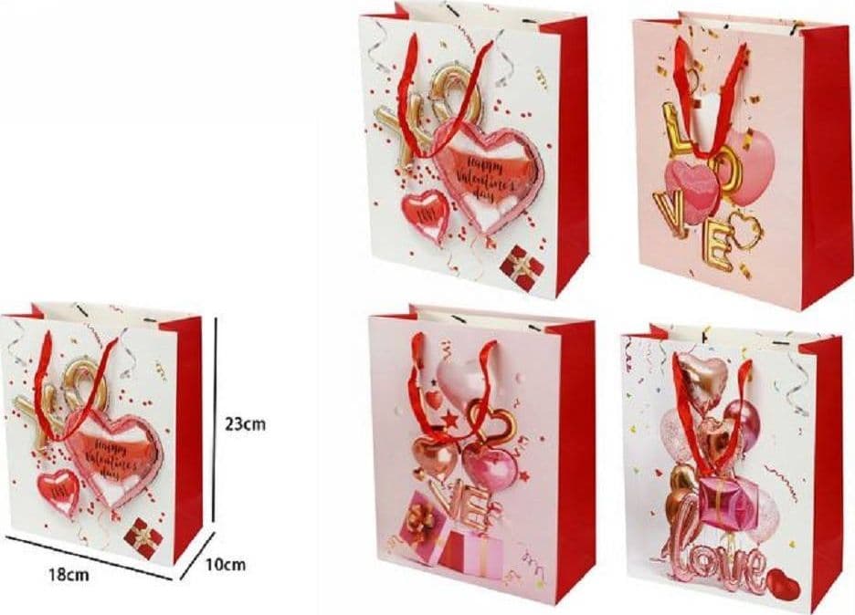 SET 6 BUSTE BORSA REGALO SACCHETTI SAN VALENTINO 18X23X10CM 71095 VARIE FANTASIE - 2