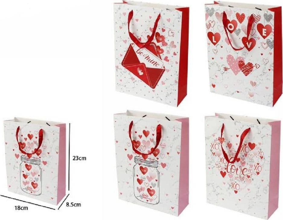 SET 6 BUSTE REGALO SACCHETTO SAN VALENTINO 18X23X8.5 CM 71087 FANTASIE ASSORTITE - 2
