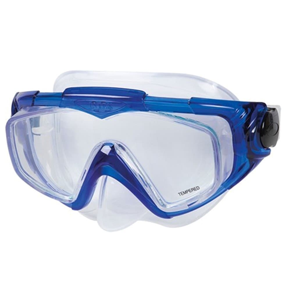SET MASCHERA IN VETRO CON BOCCAIO PER IMMERSIONI SNORKELING SUB MARE PISCINA BLU - 3