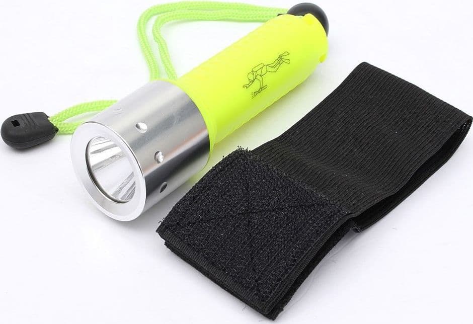TORCIA LUCE LAMPADA SUBACQUEA IMPERMEABILE DA POLSO LED Q5 FASCIA 260 LM - 2