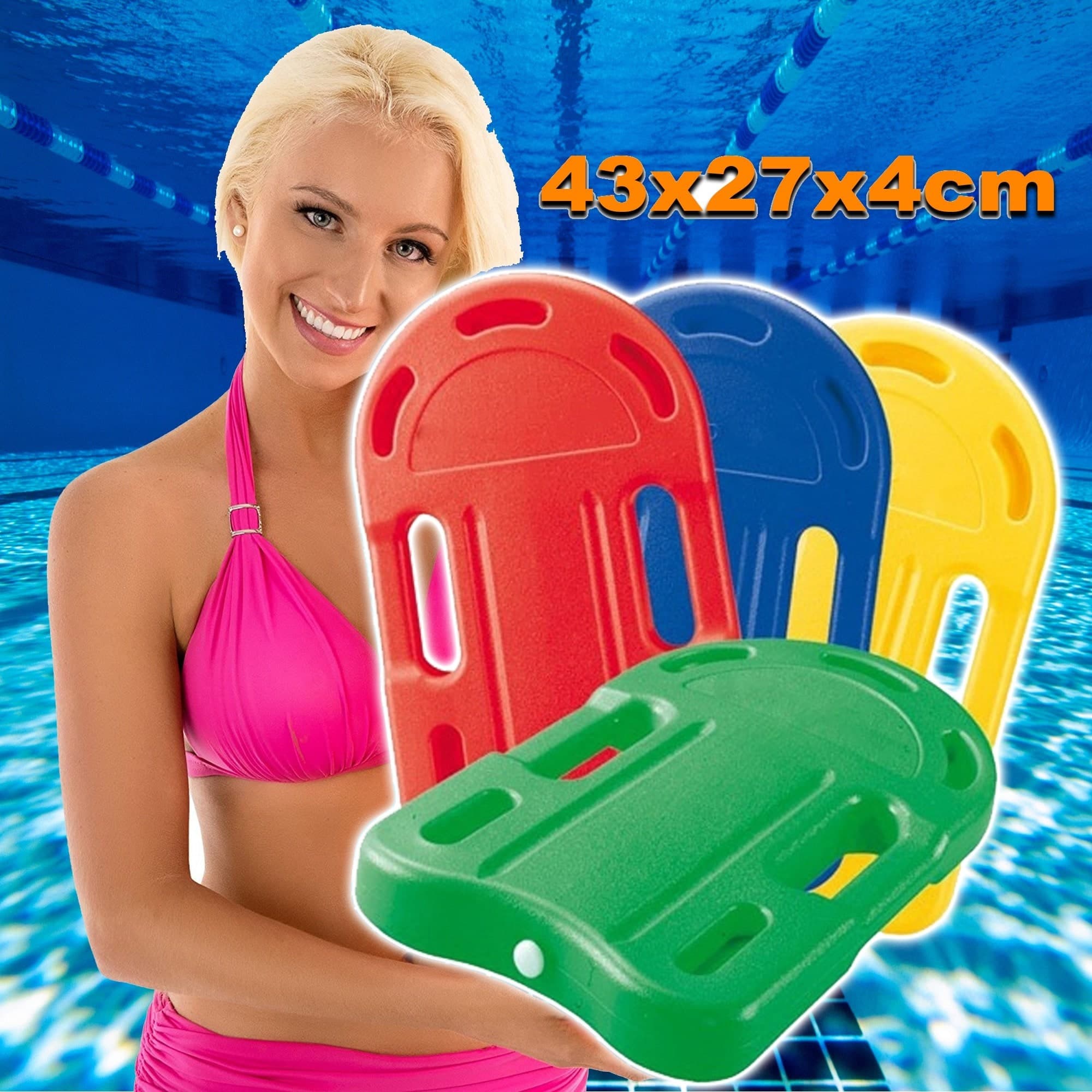 TAVOLETTA DA NUOTO IN PLASTICA 43x27x4 CM PER BAMBINI GIOCO GIOCHI MARE PISCINA