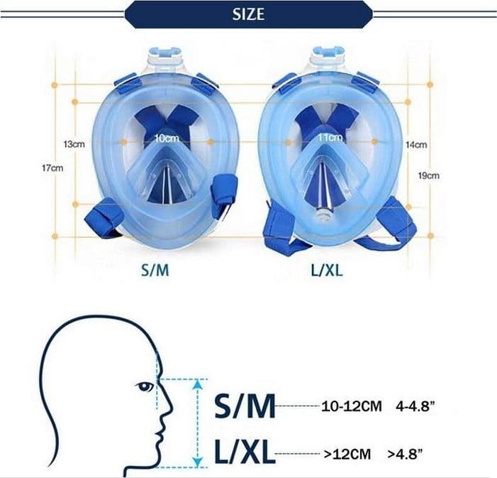 MASCHERA DA IMMERSIONE SUBACQUEA SNORKELING BOCCAGLIO FULL FACE CON VISIONE 180° - 2