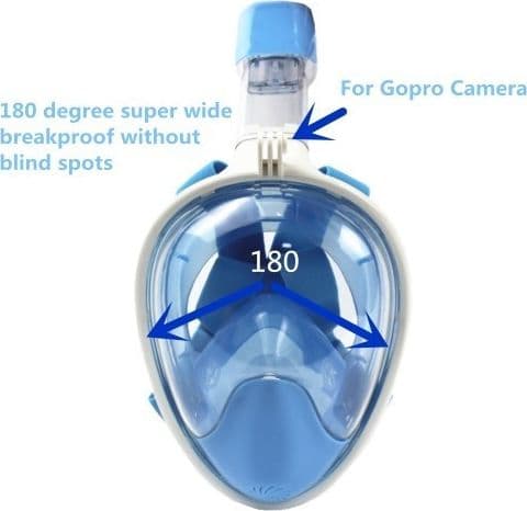 MASCHERA DA IMMERSIONE SUBACQUEA SNORKELING BOCCAGLIO FULL FACE CON VISIONE 180° - 4