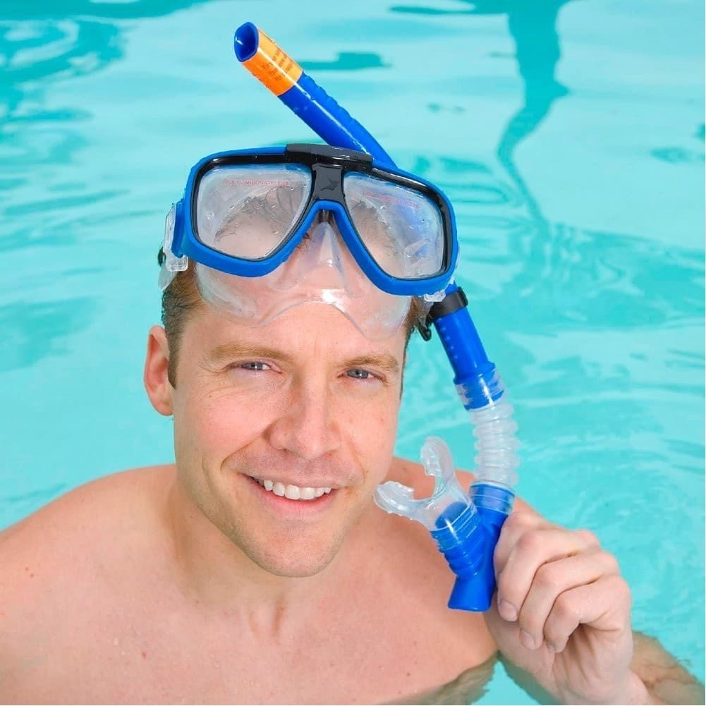 SET MASCHERA BOCCAIO PINNE PER IMMERSIONI SNORKELING SUB MARE PISCINA BLU - 2