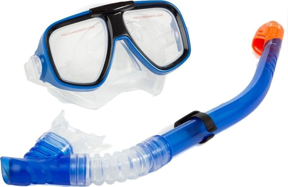 SET MASCHERA BOCCAIO PINNE PER IMMERSIONI SNORKELING SUB MARE PISCINA BLU - 3