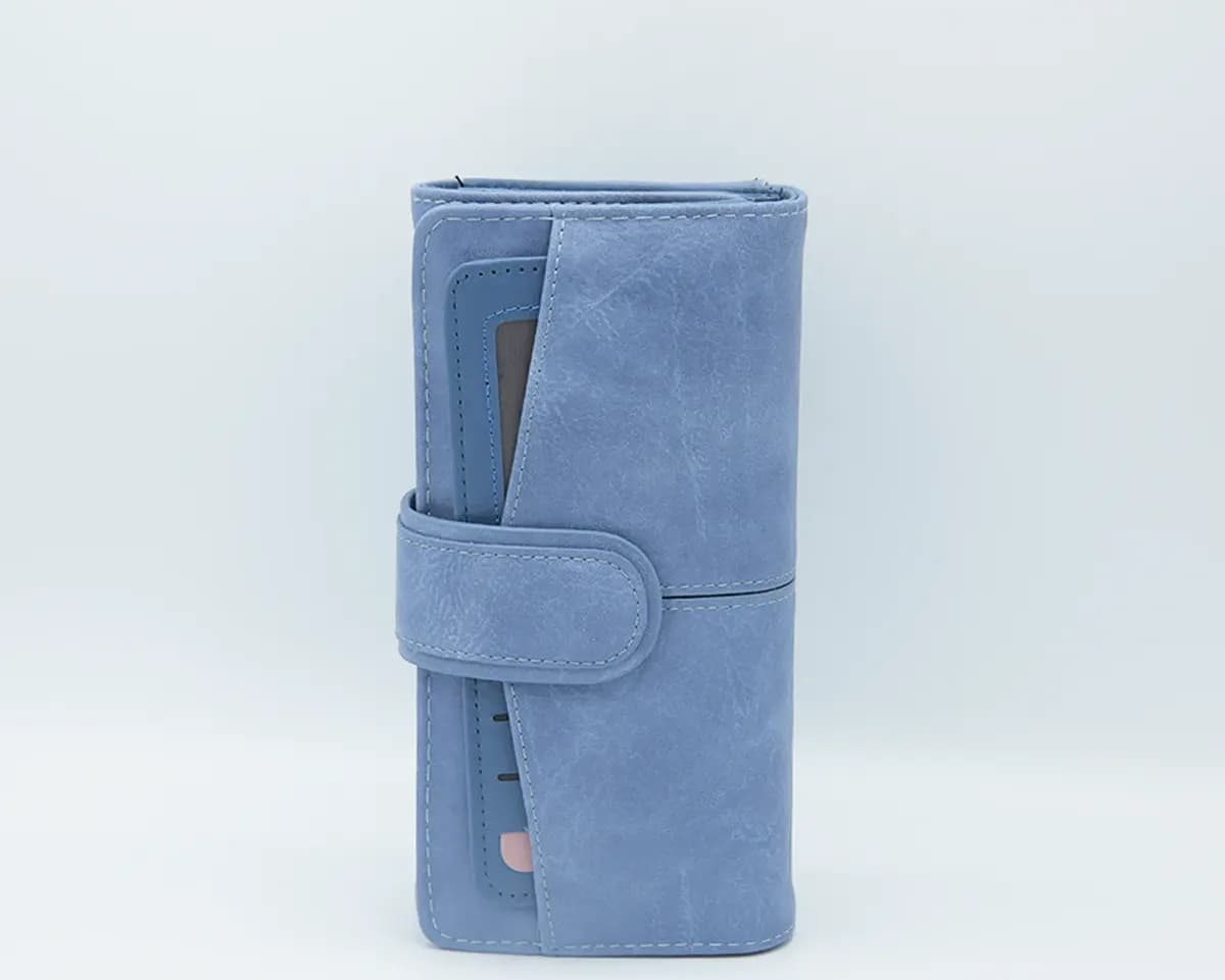 Portafogli con portacarte – Azzurro – pelle
