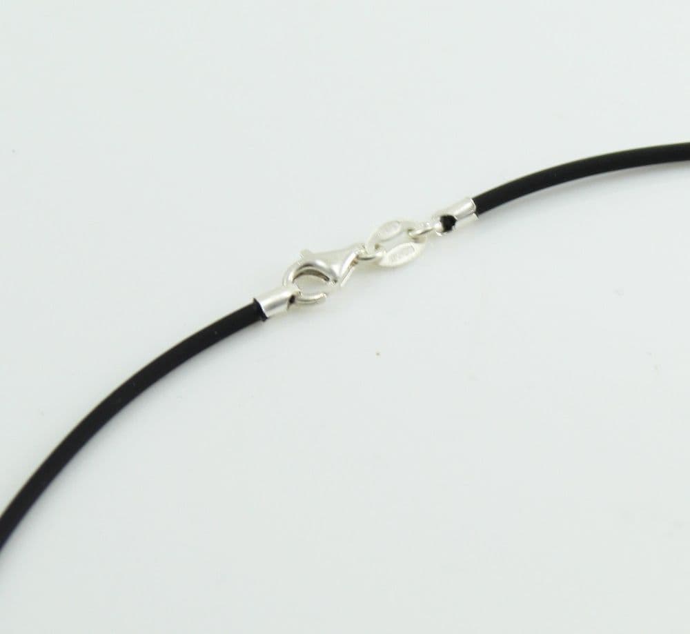 Collana Uomo Caucciù Nero 2 mm e Argento 925 - 45 cm - 2