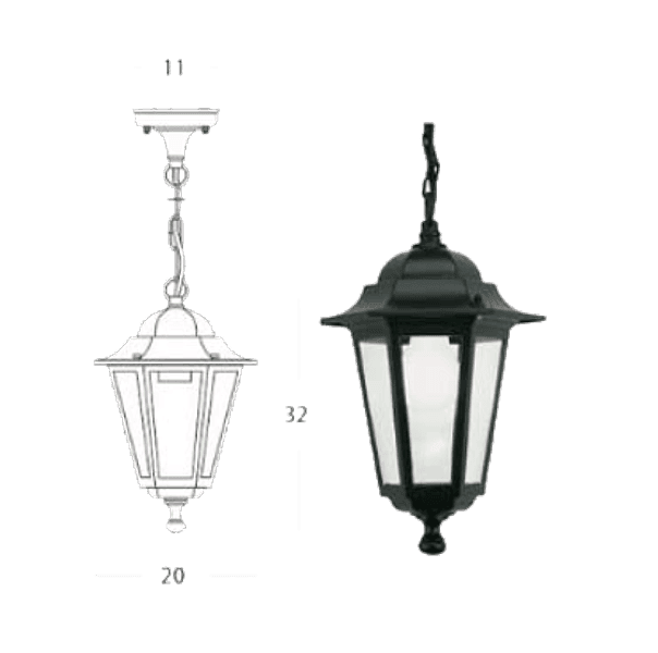 Mini Lampada Sovil a Sospensione Esagonale da Esterno - 2