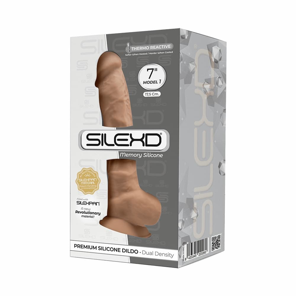 SilexD MODEL 1 - 7" CARAMEL 220260 FALLO REALISTICO PENE ARTIFICIALE IN SILICONE MEMORY TERMOREATTIVO CM 18 - 3