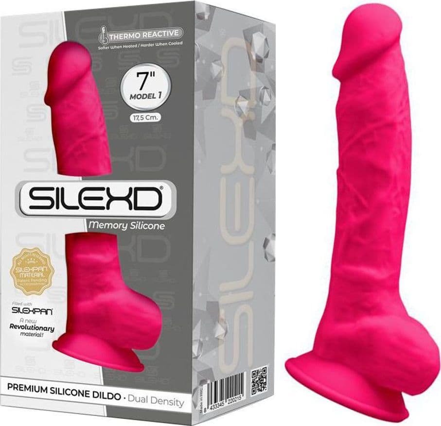 SilexD MODEL 1 - 7" PINK 220215 FALLO REALISTICO PENE ARTIFICIALE IN SILICONE MEMORY TERMOREATTIVO CM 18 - 3