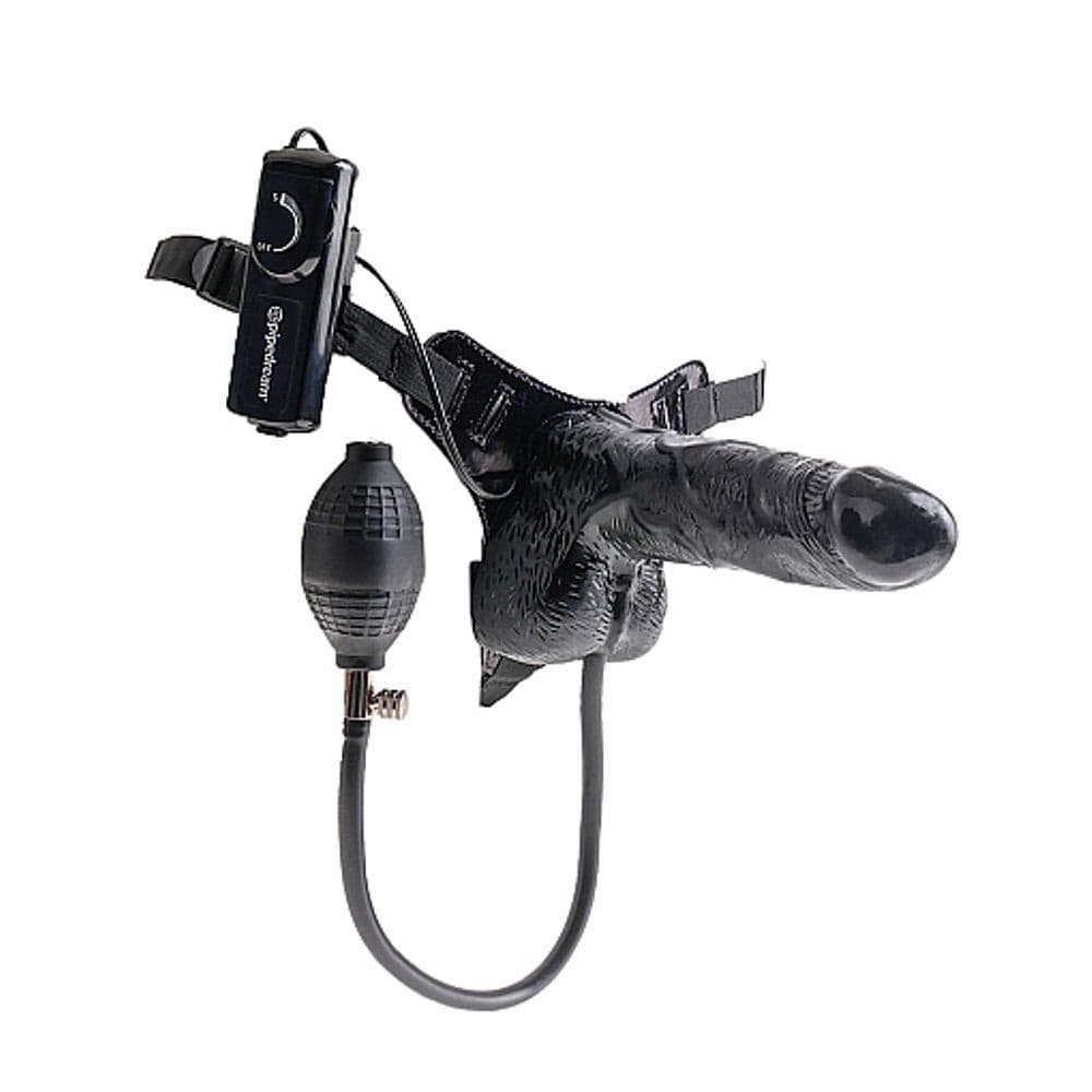 PD3957-23 INFLATABLE VIBRATING 6" STRAP-ON BLACK VIBRANTE GONFIABILE - 4