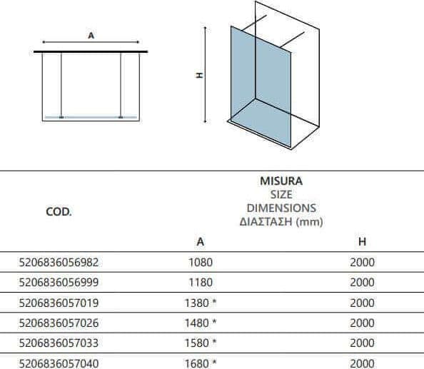 Walk in Doppio Ingresso H200cm Trasparente 8mm Anticalcare Profili Neri - 2