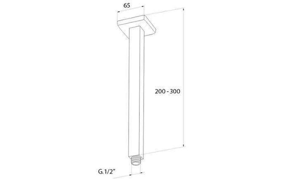 Braccio doccia a soffitto design squadrato - 20cm / 30cm - 2