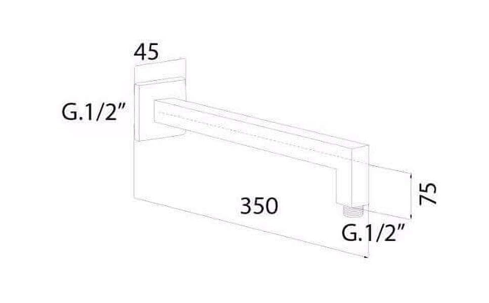 Braccetto design squadrato per soffione - 35cm - 2