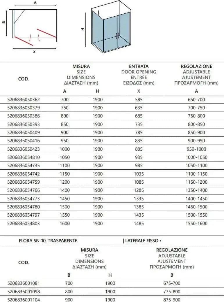 Box Doccia Saloon Apertura Interna Esterna e Lato Fisso H200 6mm - 3