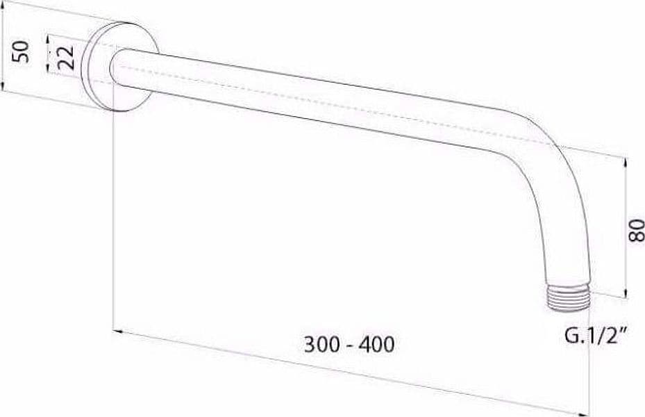 Braccio doccia curvo per soffione- 30cm / 35cm / 40cm - 2