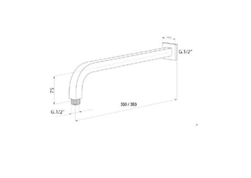 Braccetto doccia squadrato curvo per soffione - 30cm / 38cm - 2