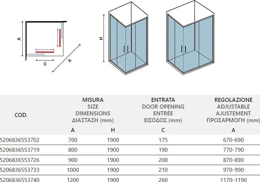 Box Doccia Doppia Scorrevole 8mm Anticalcare Acciaio Inox H190 - 5