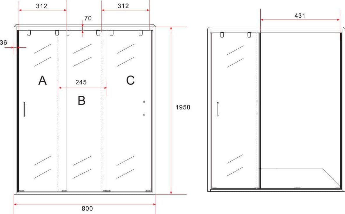 Box Doccia Angolare 3 Ante Scorrevoli 8mm H195 - 7