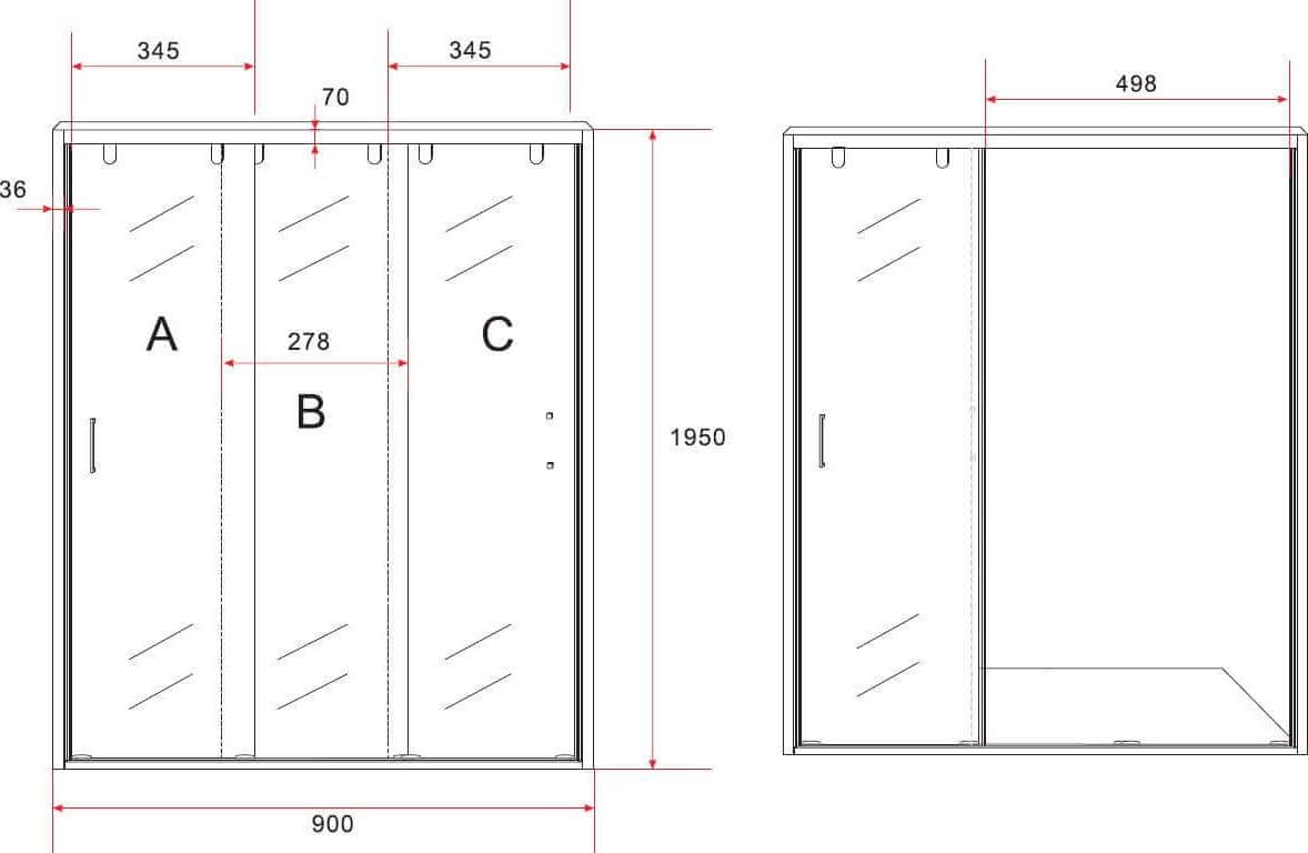 Box Doccia Angolare 3 Ante Scorrevoli 8mm H195 - 8