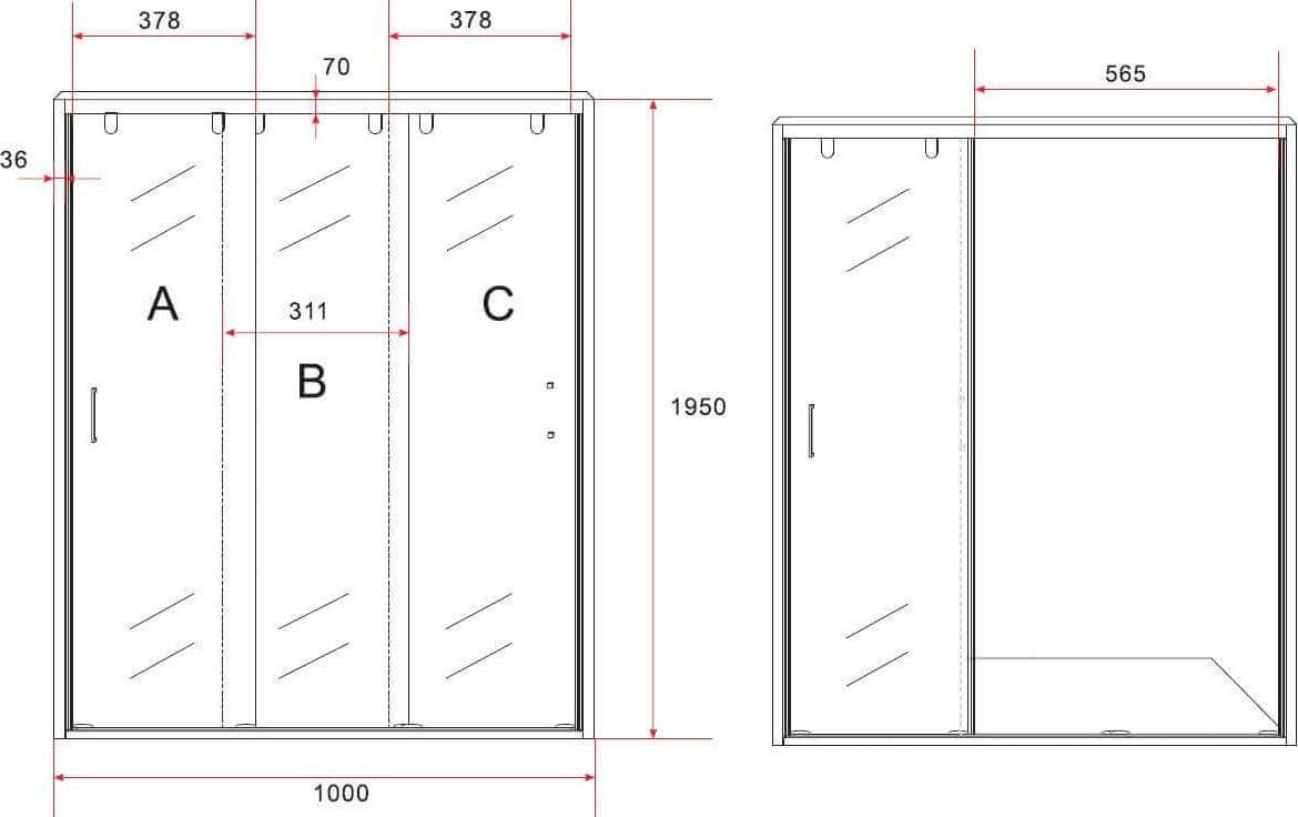 Box Doccia Angolare 3 Ante Scorrevoli 8mm H195 - 9