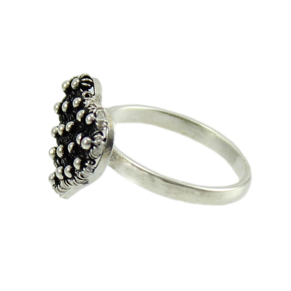 Anello filigrana sarda argento brunito cuore nido d'ape - 3