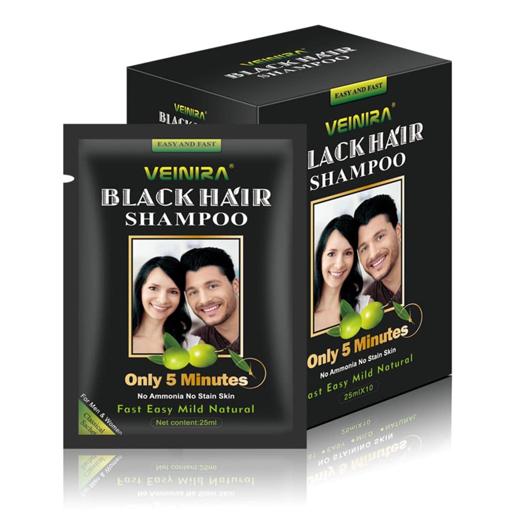 VEINIRA Shampoo colorante per capelli senza ammoniaca a base di erbe 10 x 25 ml nero PASES DI ORIGINE USA - 2