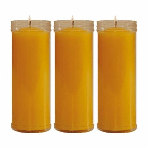 VELÒN AMARILLO CANDELA GIALLA CM 14 X 5.5 CON TUBO PROTECTOR X 3 PZ - 2