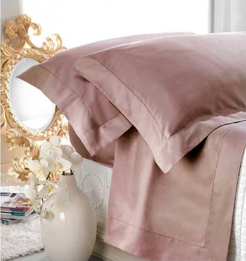 COMPLETO LENZUOLA MATRIMONIALE PIAZZA PITTI PURO RASO DI COTONE AURORA JOUR – Rosa Antico – Cavalieri – rosa
