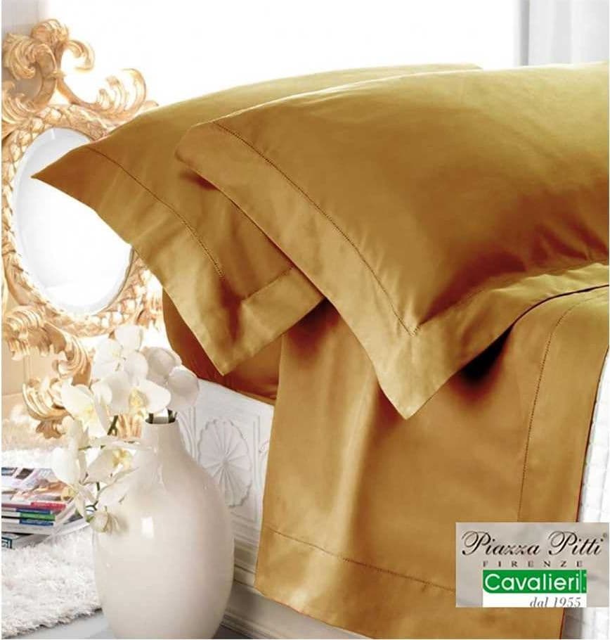 COMPLETO LENZUOLA MATRIMONIALE PIAZZA PITTI PURO RASO DI COTONE AURORA JOUR – Oro – Cavalieri – tessuto