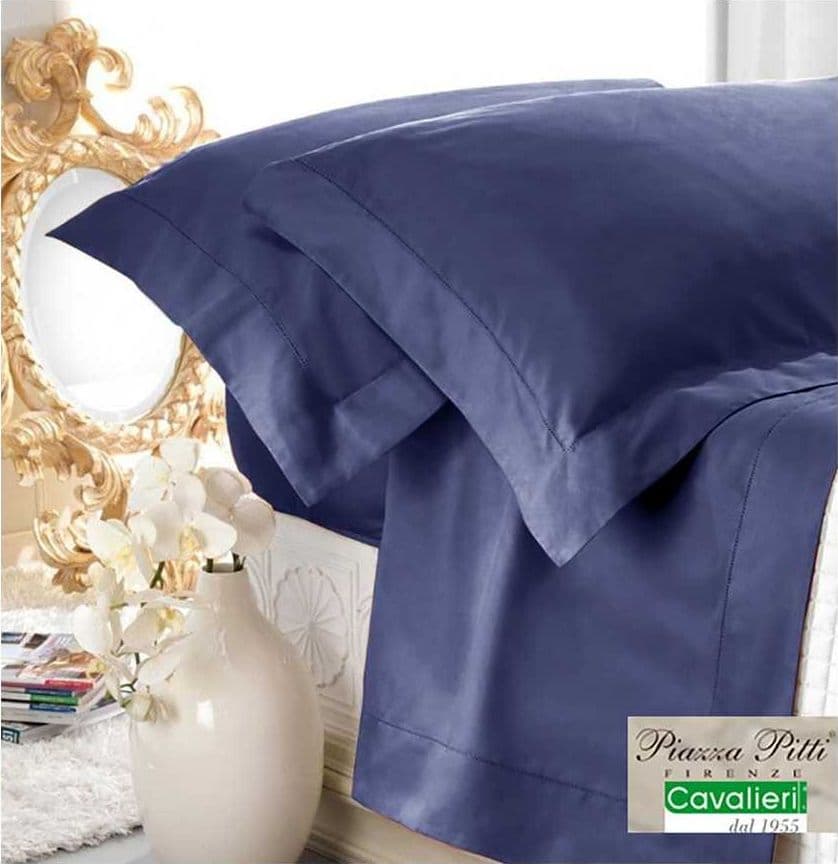 COMPLETO LENZUOLA MATRIMONIALE PIAZZA PITTI PURO RASO DI COTONE AURORA JOUR – Blu – Cavalieri – tessuto