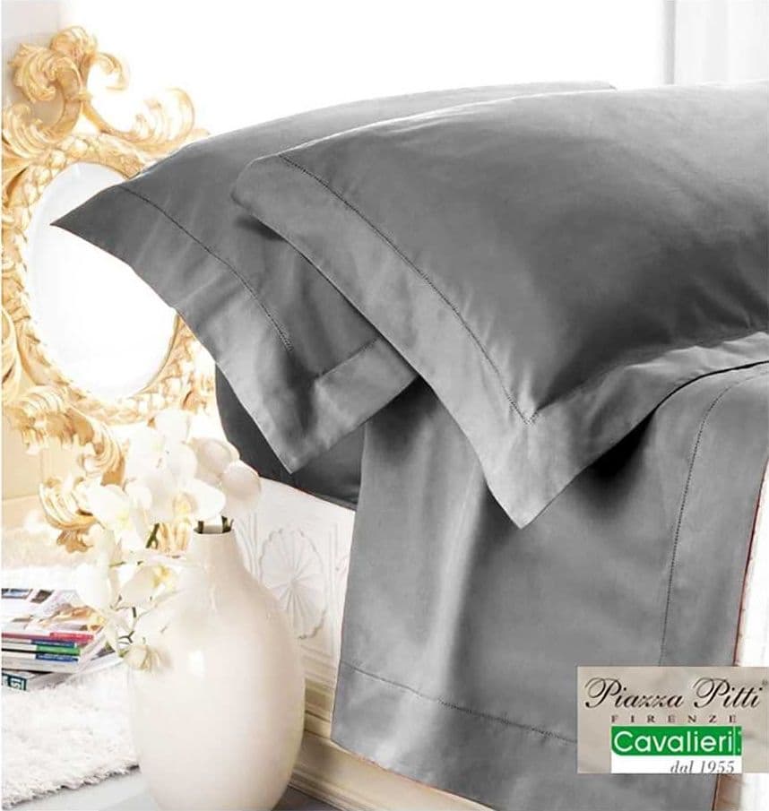 COMPLETO LENZUOLA MATRIMONIALE PIAZZA PITTI PURO RASO DI COTONE AURORA JOUR – Grigio – Cavalieri – tessuto