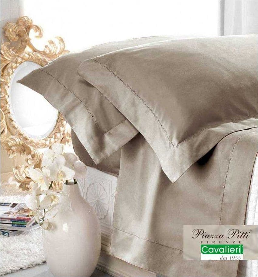 COMPLETO LENZUOLA MATRIMONIALE PIAZZA PITTI PURO RASO DI COTONE AURORA JOUR – Fango – Cavalieri – tessuto