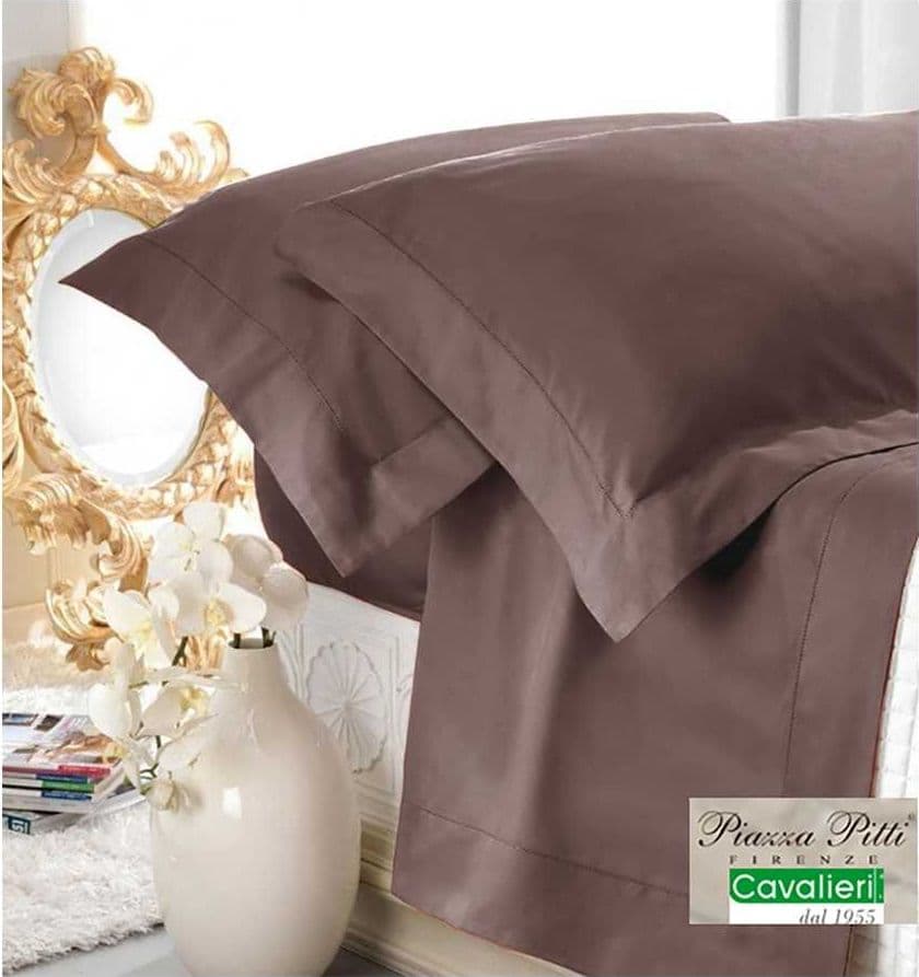 COMPLETO LENZUOLA MATRIMONIALE PIAZZA PITTI PURO RASO DI COTONE AURORA JOUR – Tortora – Cavalieri – tessuto