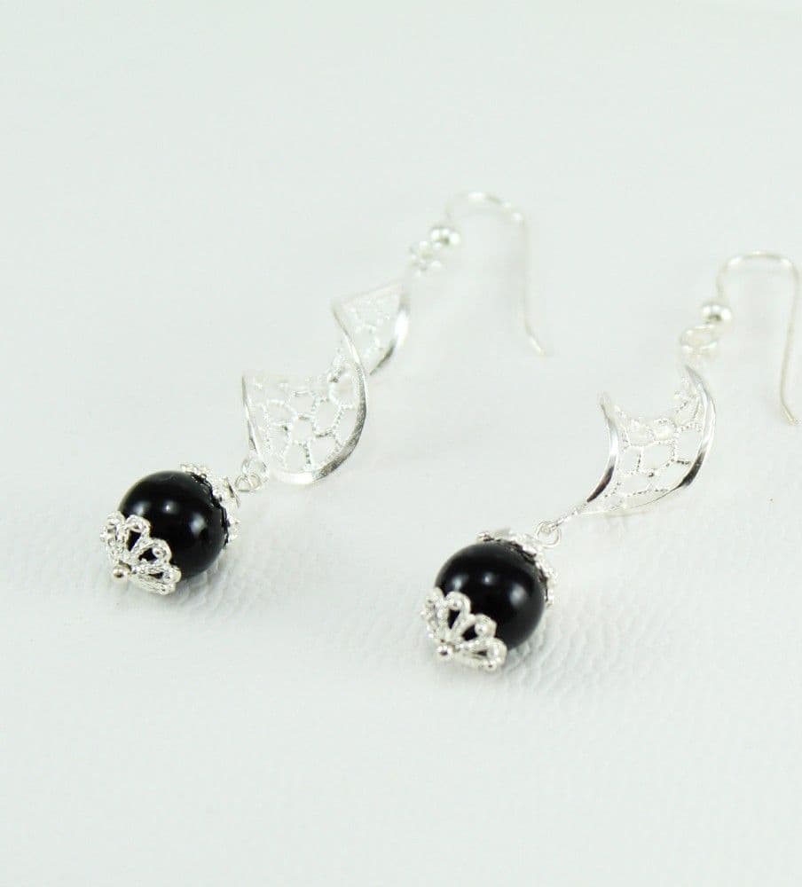 Orecchini sardi in argento a spirale con Su Coccu - 3
