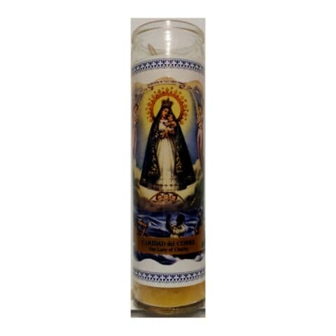 VELÒN CONSAGRADO CARIDAD DEL COBRE CANDELA ESOTERICA CON CONTENITORE IN VETRO SANTERÍA  - 2