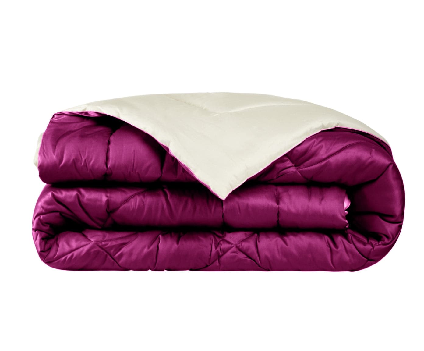 Trapunta matrimoniale Invernale bifaccia-double face in raso di puro cotone Made in Italy Violaceo/Beige