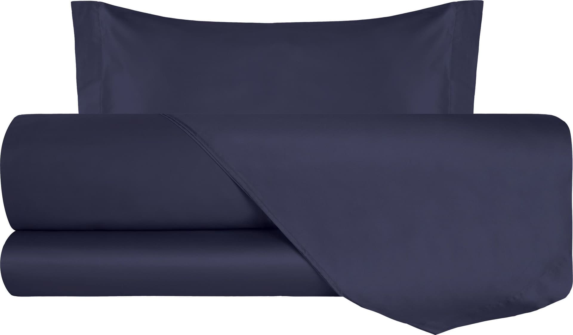 Completo Letto in Raso di puro cotone Blu Notte - Vanita di raso