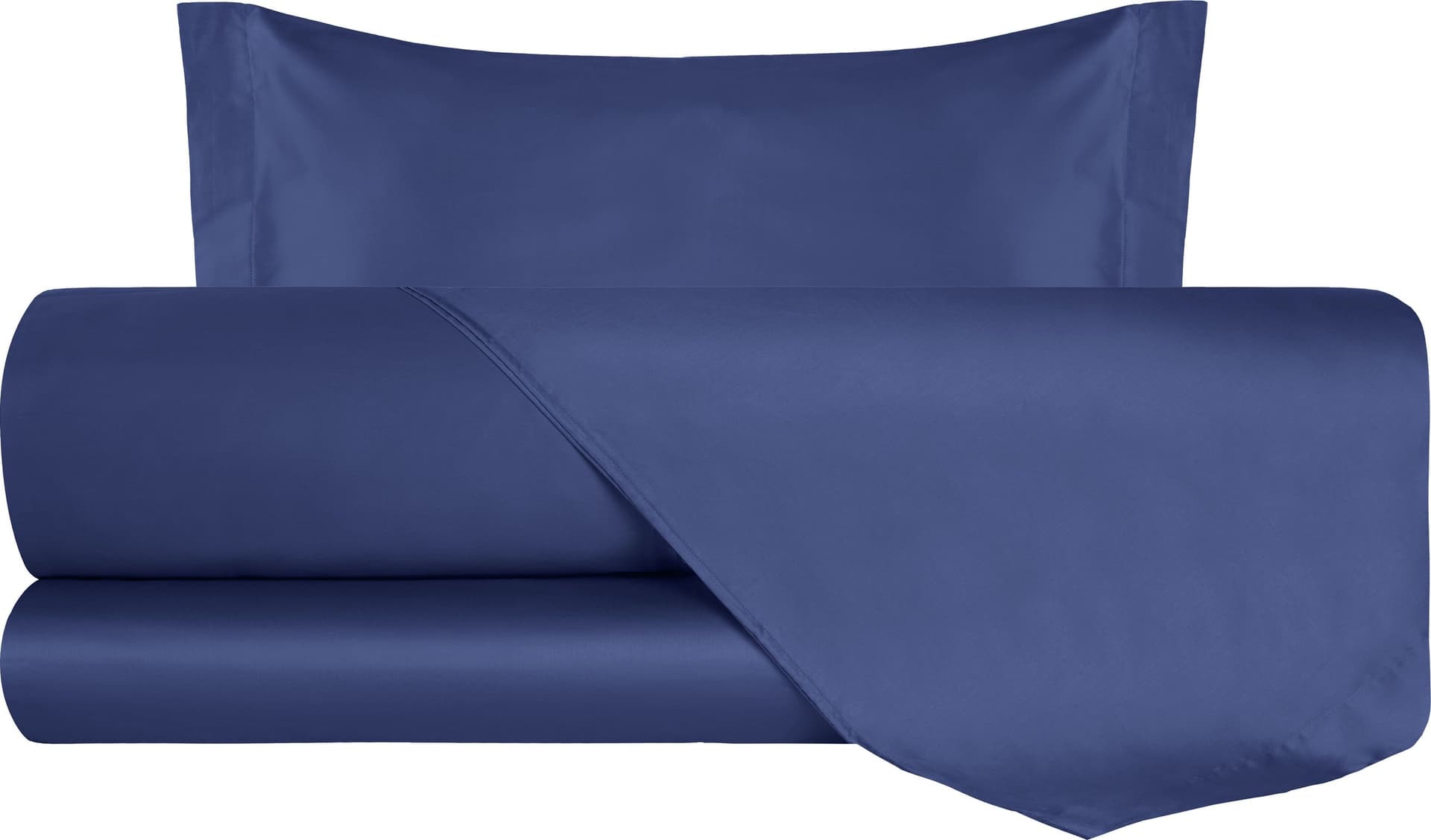 Completo Letto in Raso di puro cotone Blu - Vanita di raso