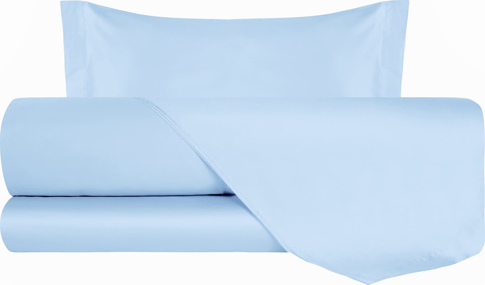 Completo Letto in Raso di puro cotone Azzurro - Vanita di raso