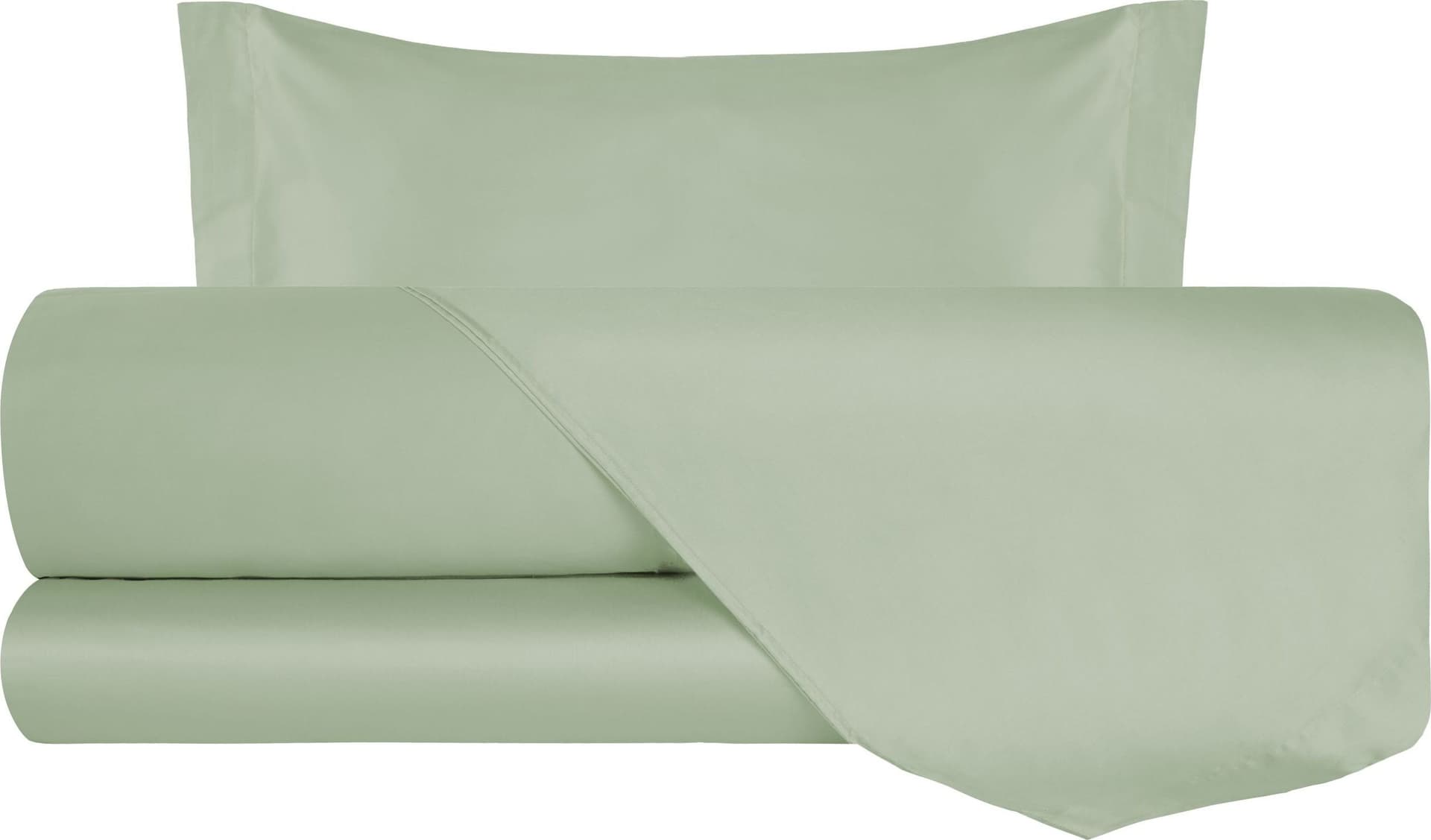 Completo Letto in Raso di puro cotone Verde Chiaro - Vanita di raso